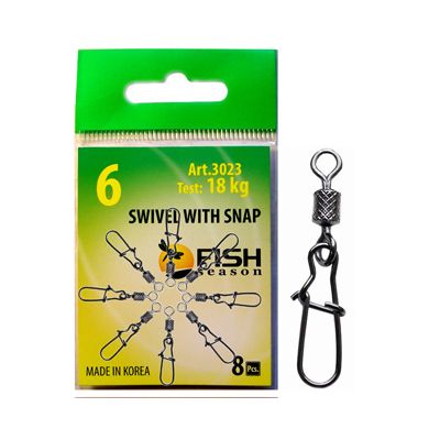 Вертлюжок с накаткой и застежкой Nice, №6 (18 кг), (упак. 8 шт)